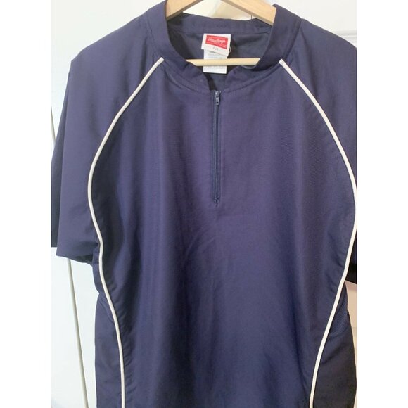 Rawlings 1/4 Zip Men’s Sz M Windbreaker Pullover T Shirt Blue White - Picture 3 of 5